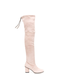 Stivali sopra il ginocchio in pelle scamosciata rosa di Stuart Weitzman