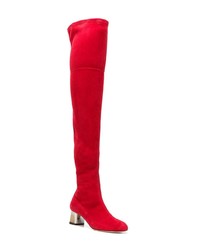 Stivali sopra il ginocchio in pelle scamosciata rossi di Alexander McQueen