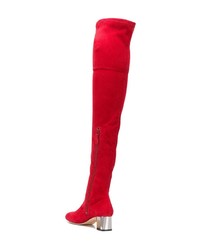 Stivali sopra il ginocchio in pelle scamosciata rossi di Alexander McQueen