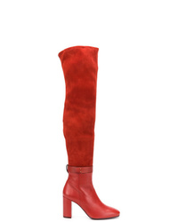Stivali sopra il ginocchio in pelle scamosciata rossi di Stuart Weitzman
