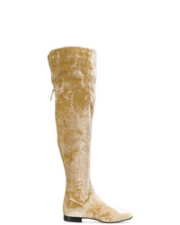 Stivali sopra il ginocchio in pelle scamosciata senapi di Alberta Ferretti