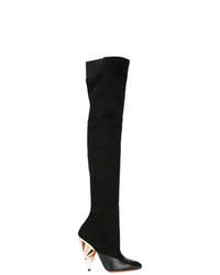 Stivali sopra il ginocchio in pelle scamosciata stampati neri di Givenchy