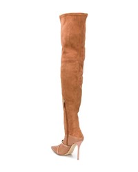 Stivali sopra il ginocchio in pelle scamosciata terracotta di MALONE SOULIERS BY ROY LUWOLT