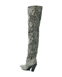 Stivali sopra il ginocchio in pelle stampati grigi di A.F.Vandevorst