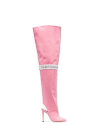 Stivali sopra il ginocchio in pelle tagliati rosa di Natasha Zinko