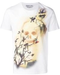 T-shirt a fiori bianca di Alexander McQueen