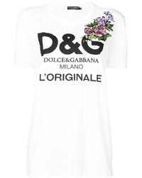 T-shirt a fiori bianca di Dolce & Gabbana