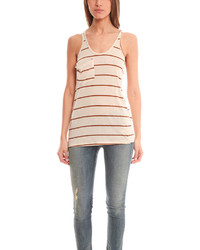 T-shirt a righe orizzontali beige