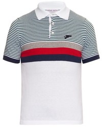 T-shirt a righe orizzontali bianca e rossa e blu scuro