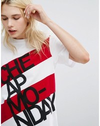 T-shirt a righe orizzontali bianca di Cheap Monday