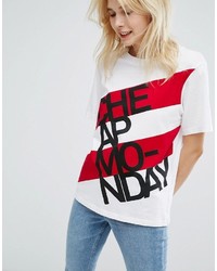 T-shirt a righe orizzontali bianca di Cheap Monday
