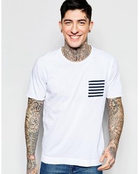 T-shirt a righe orizzontali bianca di Sisley