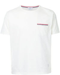 T-shirt a righe orizzontali bianca di Thom Browne