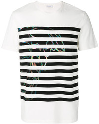 T-shirt a righe orizzontali bianca di Versace