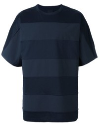T-shirt a righe orizzontali blu scuro di Juun.J