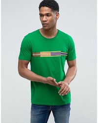T-shirt a righe orizzontali verde di Benetton
