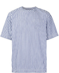 T-shirt a righe verticali azzurra di Sacai