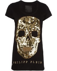 T-shirt con paillettes nera di Philipp Plein