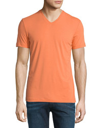 T-shirt con scollo a v arancione