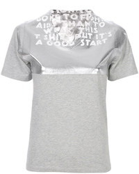 T-shirt con scollo a v argento di MM6 MAISON MARGIELA