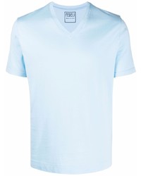 T-shirt con scollo a v azzurra di Fedeli