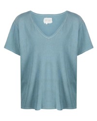 T-shirt con scollo a v azzurra di Greg Lauren