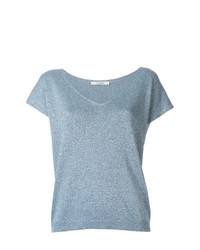 T-shirt con scollo a v azzurra di La Fileria For D'aniello