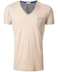 T-shirt con scollo a v beige
