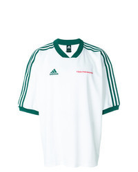 T-shirt con scollo a v bianca e verde