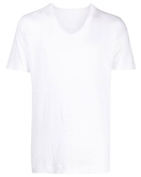 T-shirt con scollo a v bianca di 120% Lino