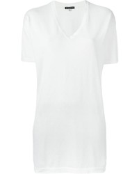 T-shirt con scollo a v bianca di Ann Demeulemeester
