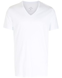 T-shirt con scollo a v bianca di Armani Exchange