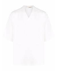 T-shirt con scollo a v bianca di Costumein