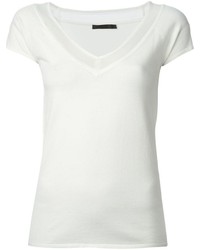 T-shirt con scollo a v bianca di Donna Karan