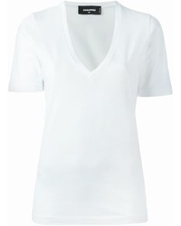 T-shirt con scollo a v bianca di Dsquared2