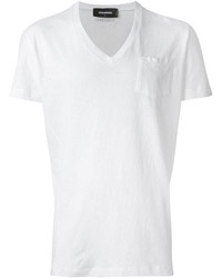 T-shirt con scollo a v bianca di DSQUARED2