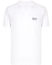 T-shirt con scollo a v bianca di Ea7 Emporio Armani