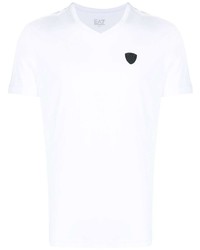 T-shirt con scollo a v bianca di Ea7 Emporio Armani