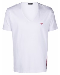 T-shirt con scollo a v bianca di Emporio Armani