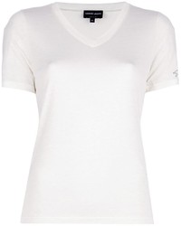 T-shirt con scollo a v bianca di Giorgio Armani
