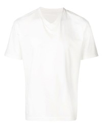 T-shirt con scollo a v bianca di Issey Miyake