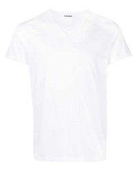 T-shirt con scollo a v bianca di Jil Sander