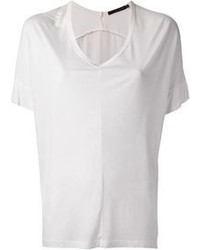 T-shirt con scollo a v bianca di Kai-aakmann