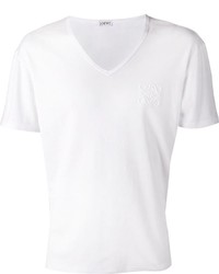 T-shirt con scollo a v bianca di Loewe
