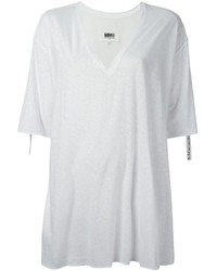 T-shirt con scollo a v bianca di MM6 MAISON MARGIELA