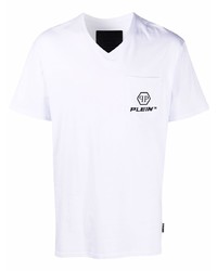 T-shirt con scollo a v bianca di Philipp Plein