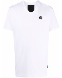 T-shirt con scollo a v bianca di Philipp Plein