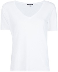 T-shirt con scollo a v bianca di R 13