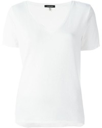 T-shirt con scollo a v bianca di R 13