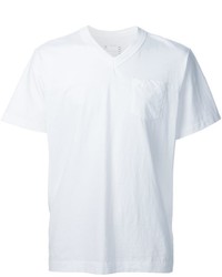 T-shirt con scollo a v bianca di Sacai